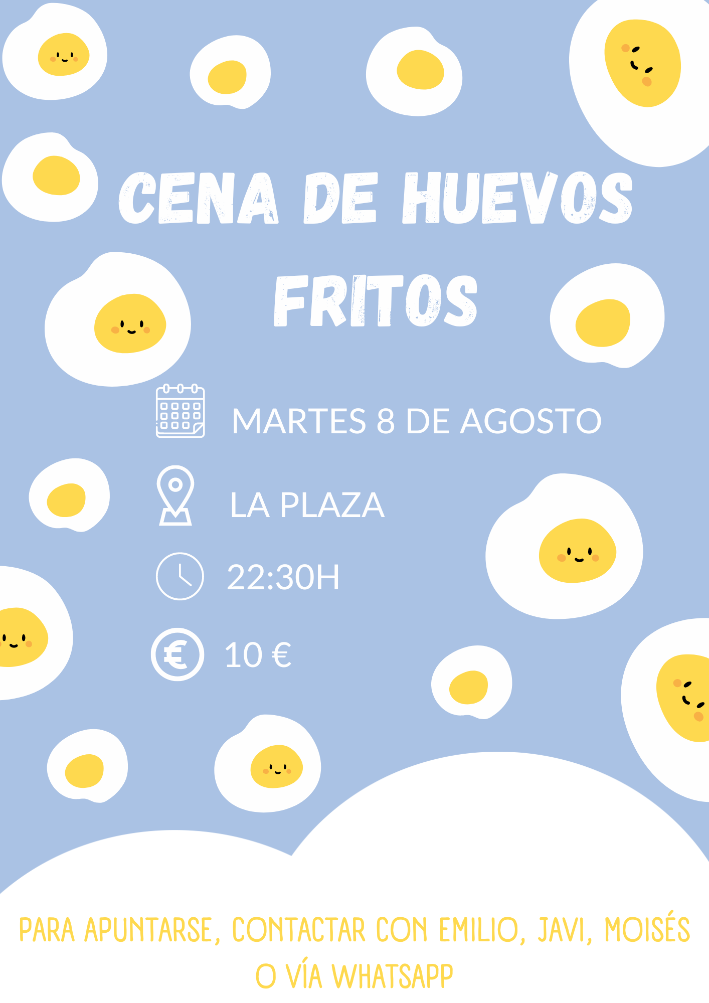 CENA DE HUEVOS FRITOS EN LA PLAZA 