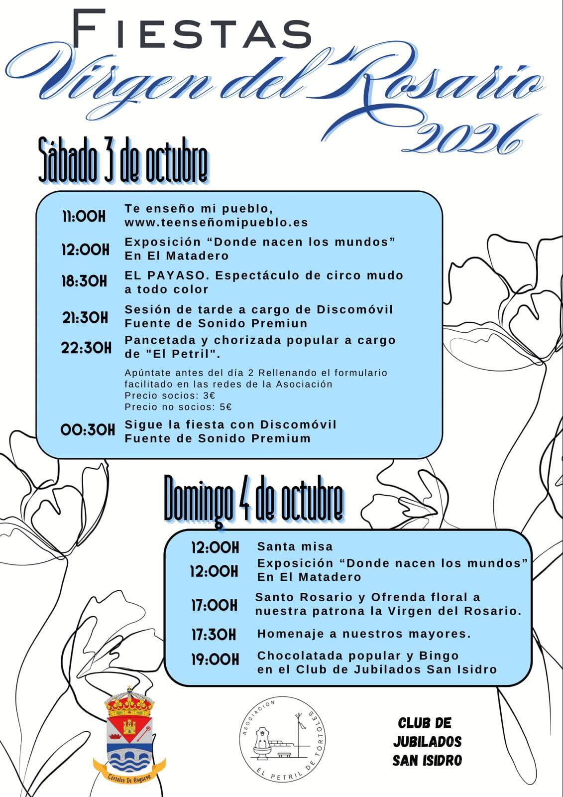 FIESTAS EN HONOR DE LA VIRGEN DEL ROSARIO 2026